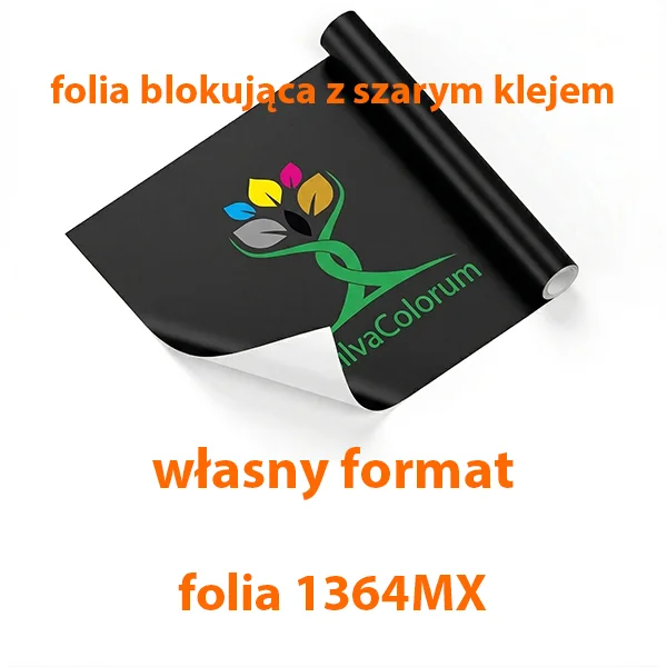 Matowy wydruk na folii 3164XM z szarym klejem, w indywidualnym formacie.